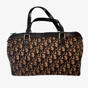 Vintage Christian Dior Oblique Boston Bag, 1970s